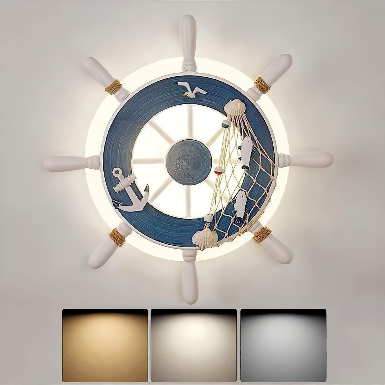 Decorazione domestica moderna Applique per camera da letto per bambini Illuminazione da parete Applique da parete a LED dimmerabile 18W Timone per nave Ancoraggio nautico Plafoniera da incasso