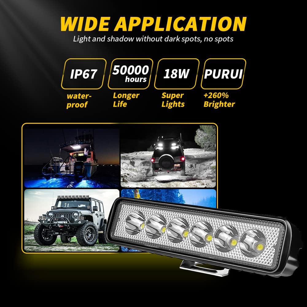 Slim LED Light Bar - 20pcs 7 Inch Small Golf Cart Lights 18W 14000LM Single Row Led Pods Super Bright Waterproof Driving/Offroad Flood Lights for Truck SUV ATV RZR RC RV Lawn Mower E-Bike