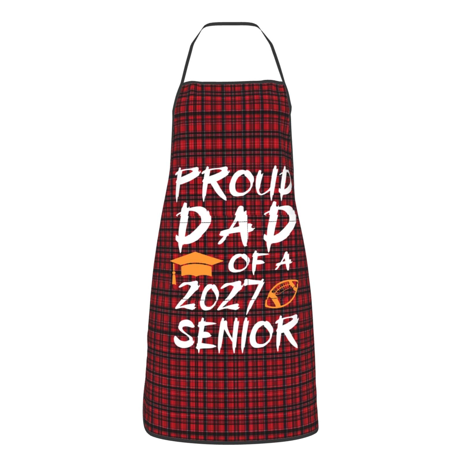 nopicsn Proud Dad of a 2027 Senior Class of 2027 Apron for cooking with Pockets Women Men Kitchen Chef Funny Aprons