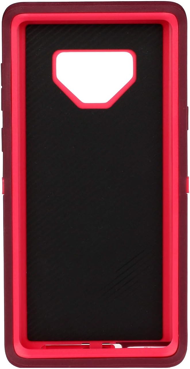 Casa Shockproof Case Compatible With Galaxy Note 9, Touch 3 in 1 Heavy Duty Holster Case Belt Clip + Armor Protective Kickstand Cover for Samsung Galaxy Note 9 (Dark Red+Pink)