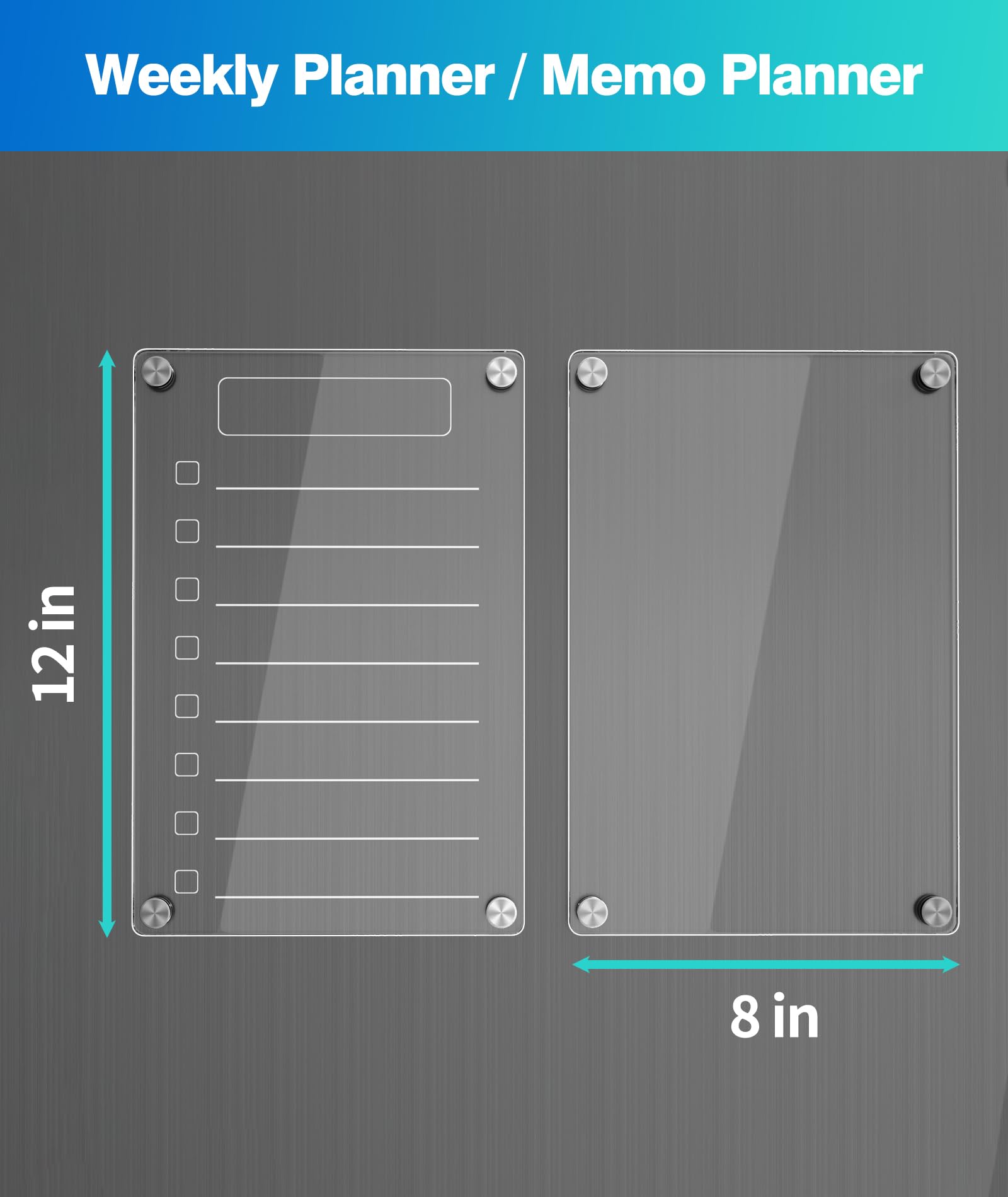 Joiyota Acrylic Magnetic Weekly Planner for Fridge 2pcs Daily Meal Planner & Memo Board for Refrigerator with 12x8 - Image 2