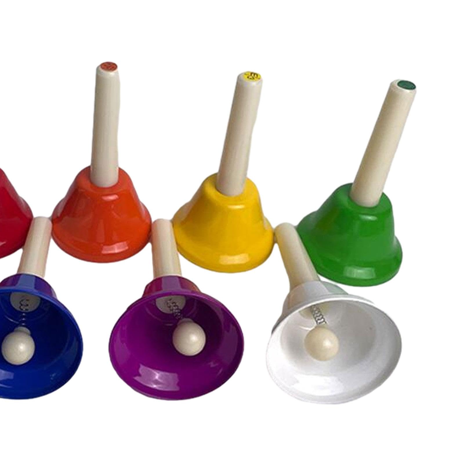 Set di 8 Campanelli a Mano, Campanelli Diatonici in Metallo, Campanelli a Mano Colorati, Strumento Musicale per Coro, Adulti, Aule, Bambini, Attività