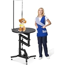 Hydraulic Dog Grooming Table   360  Rotating Top   Adjustable Height 28-41 inches   Heavy Duty with Overhead Arm   Non-Slip Surface   Supports 120 lbs   Ideal for Home Use