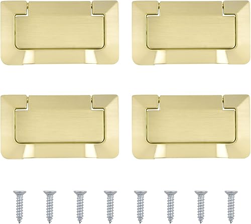 MOROBOR 4 tiradores de anillo empotrado para puertas de bolsillo de latón, pomos ocultos ocultos de aleación de zinc para gabinetes, armarios,