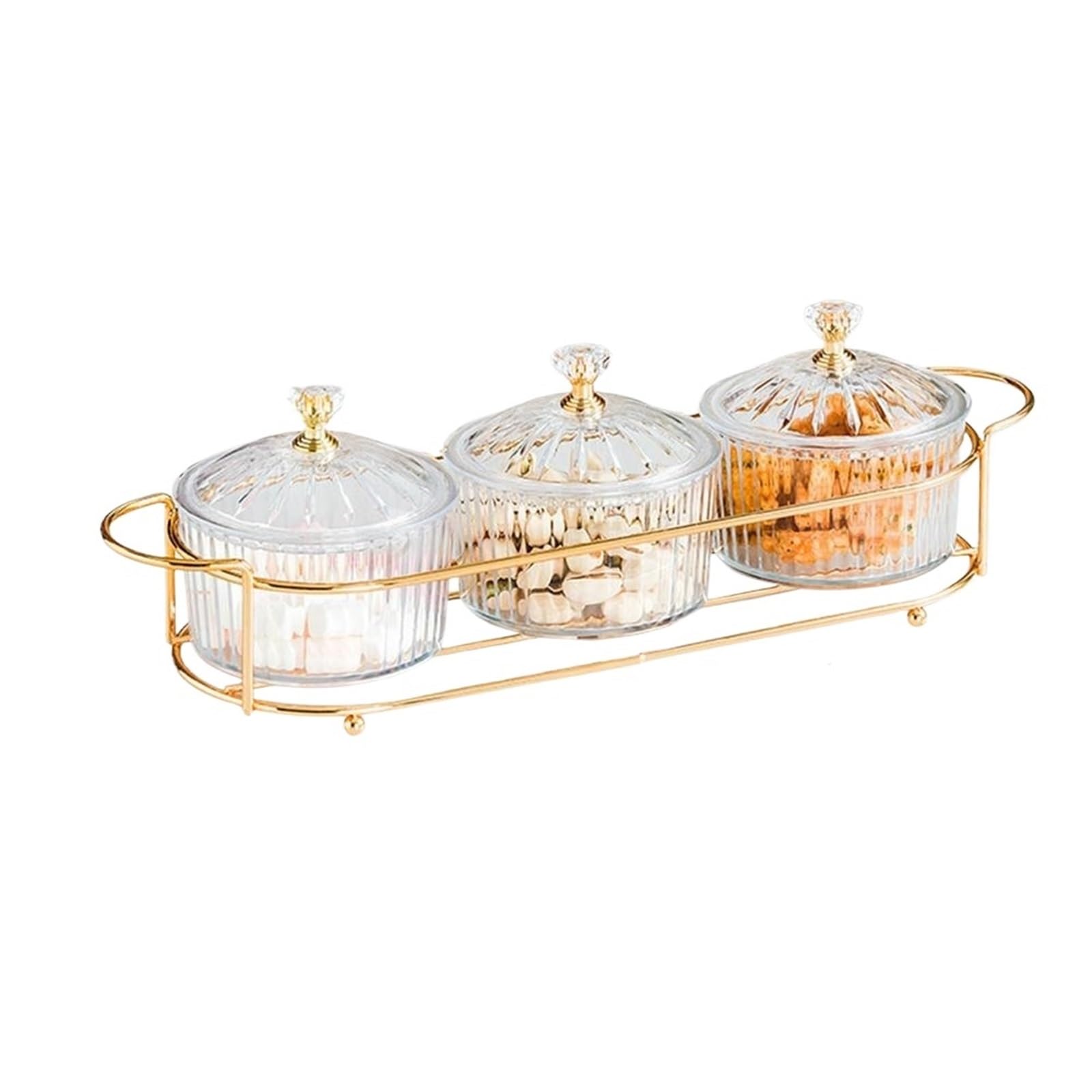LSNNMU Dried Fruit Salad Plate Snack Dishes Transparent Round Dessert Jar Dish Grid Food Storage Preserved Tray Box Lid Bowl Tableware For Preserving(3clear)