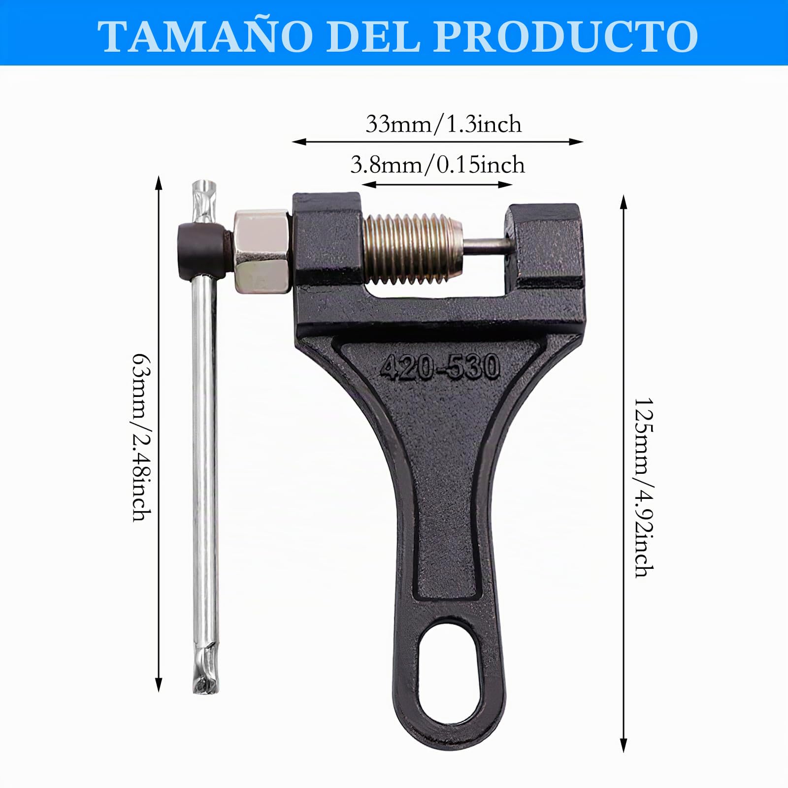 Rompedor de Cadena, Remachadora de Cadena Moto Remachadora de Cadena para 420/428/530 Moto UTV ATV Bicicleta Tractor