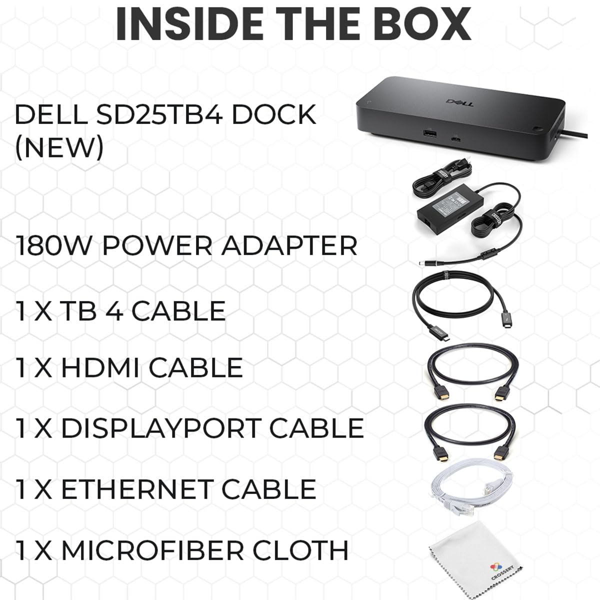 Docking station Dell Pro SD25TB4 Thunderbolt 4 - Hub docking station USB-C per laptop Dell, supporto per quattro monitor, display 4k, alimentatore da 180 W, docking station Thunderbolt 4 per Windows