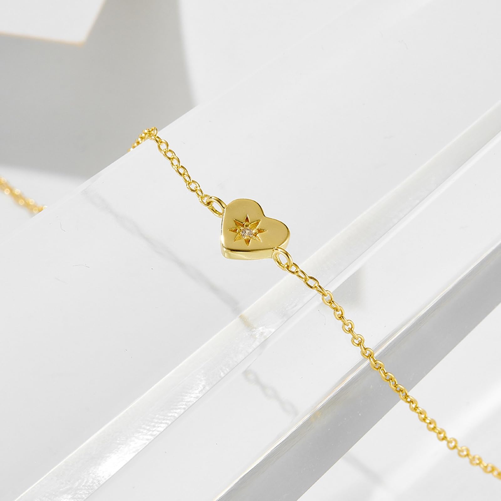 Pulseras de corazón para mujer, oro con diamantes de laboratorio, hechas a mano para mujer, pulseras