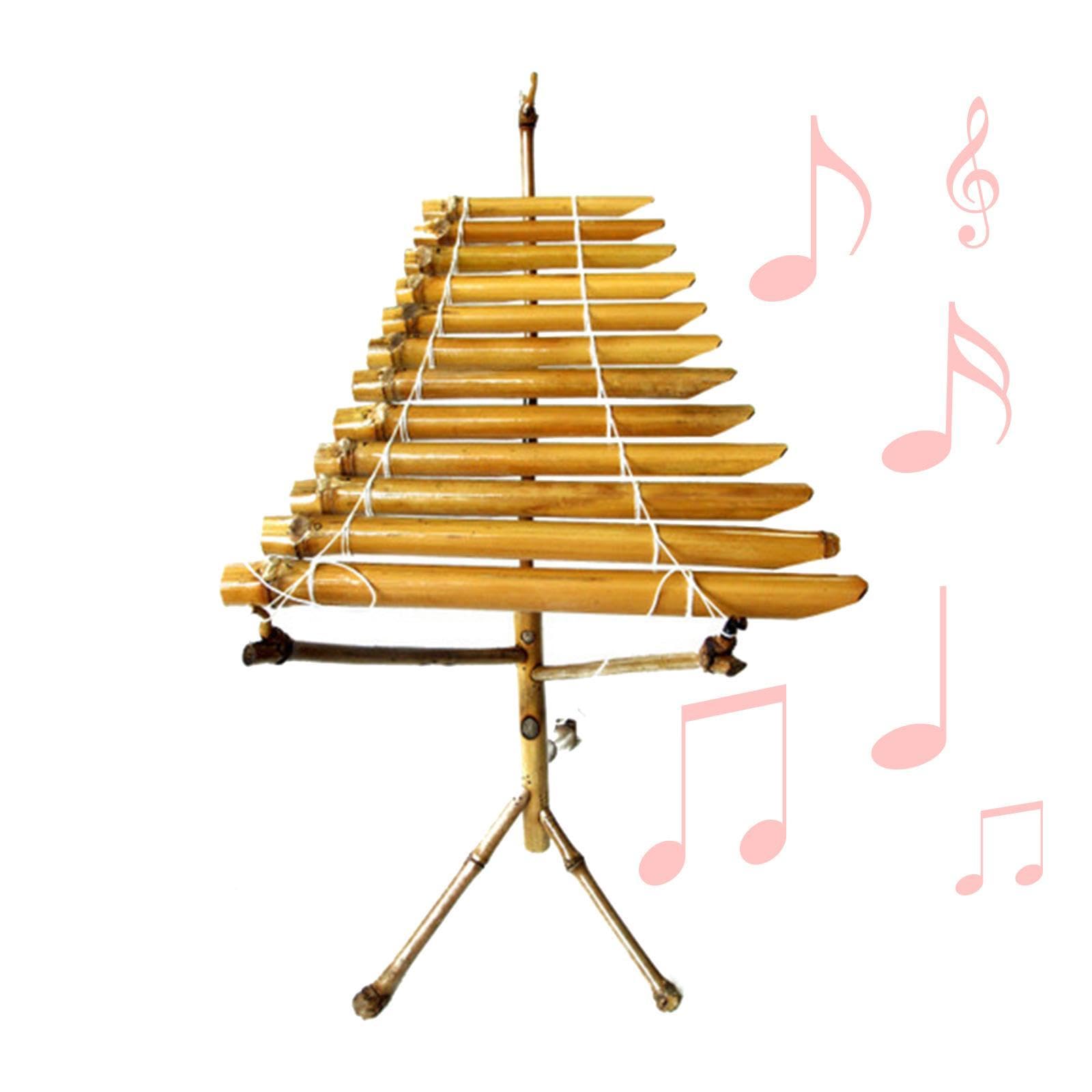 T’rung Xilófono Artesanal Instrumento Vietnamita Tradicional de Percusión con Estructura de Bambú Adecuado para Adultos Niños Escenario