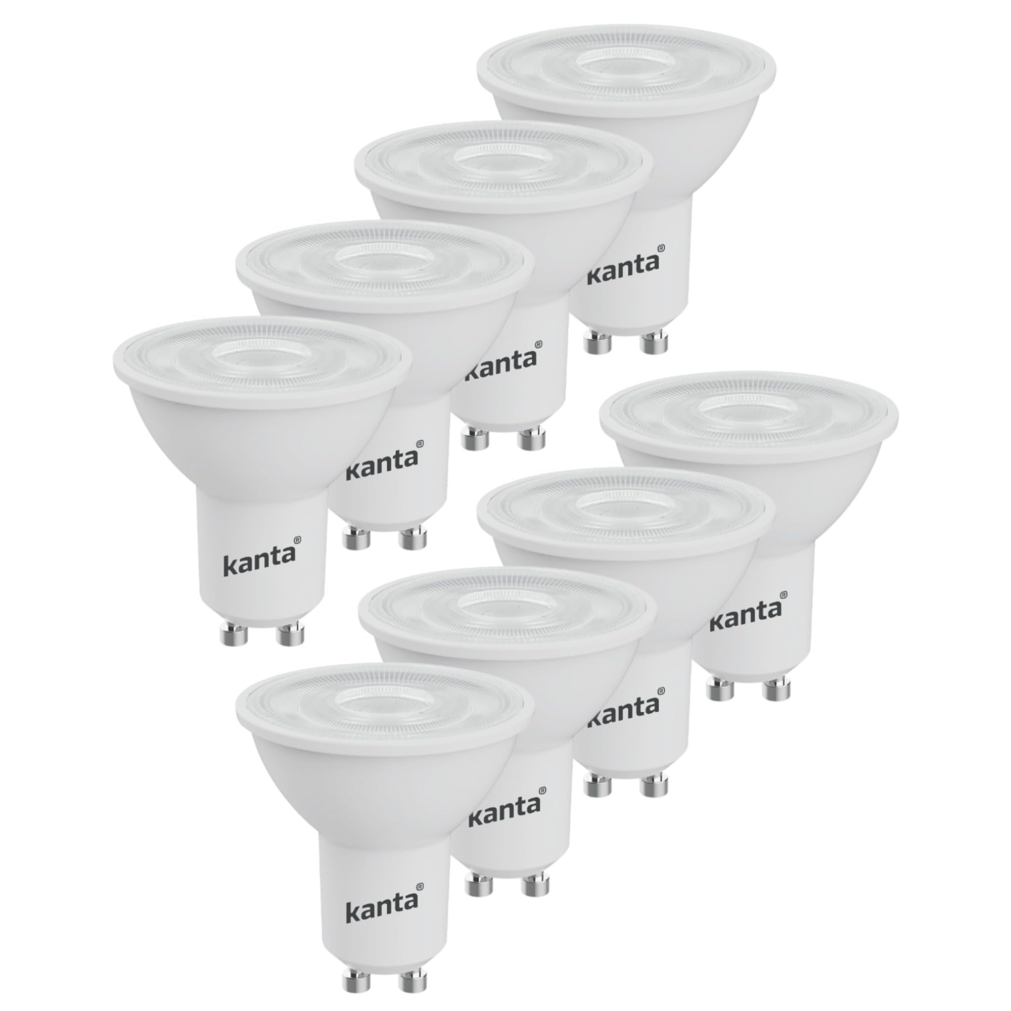 kanta GU10 LED Bulbs, 3.6W Equivalent to 50W Bulb, 345 Lumens, Non-Dimmable, Ceiling Kitchen Bathroom Lights (8, Cool White 4000K)