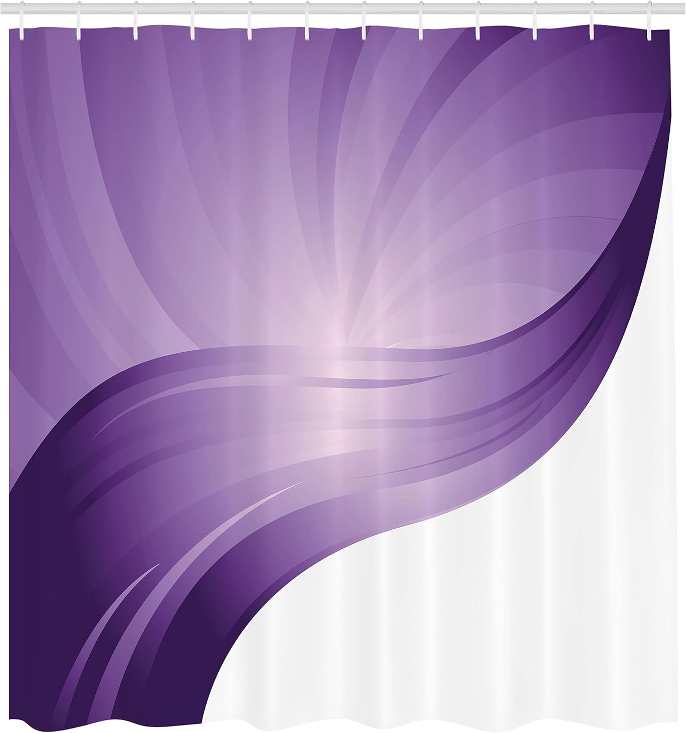 Ambesonne Contemporary Shower Curtain, Spiraling Stripes with Monochrome Tones Modern Art Inspirations Abstract, Cloth Fabric Bathroom Decor Set with Hooks, 69" W x 75" L, Violet White
