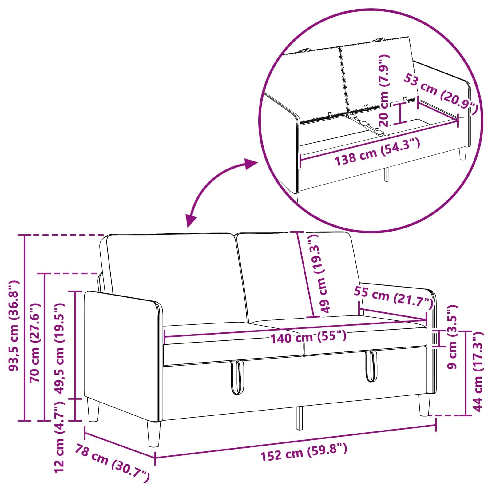 Couch mit Stauraum Weinrot 152 x 78 x 87 cm Polyester Stoff Bettkasten ausziehbar Schlafsofa Wohnlandschaft modern skandinavisch