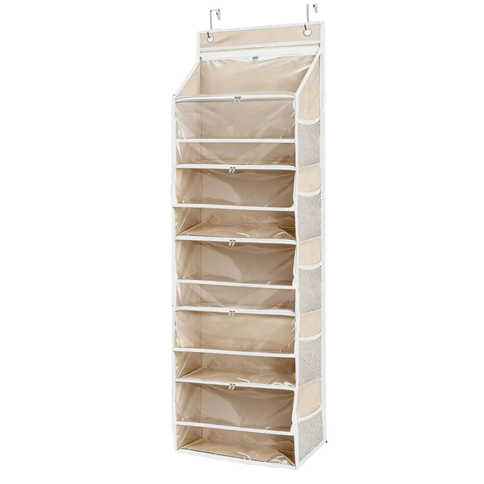 DSLKGWE Large Capacity Over the Door Organizers with 6 Main Pockets 12 Side Bags for Optimal Space Utilization Clear PVC Window Planner