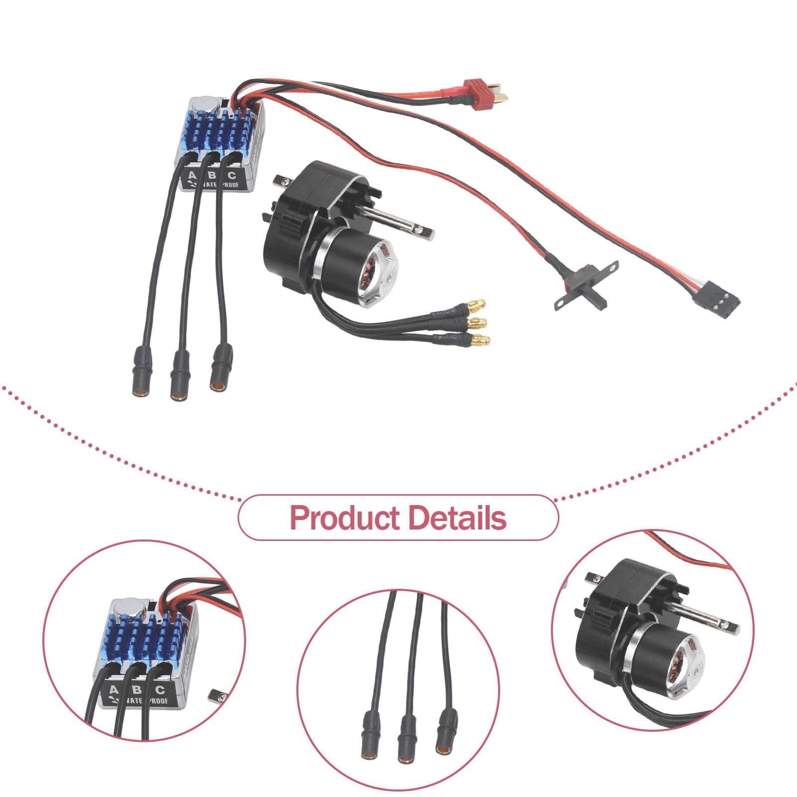 Colcolo Bürstenloser Motor -Metall -Getriebe ESC -Set RC -Zubehör für 1/12 RC -Autoersatzreparatur 23222600KV Motor für MN82 MN99S MN168, Schwarz Sm3.0