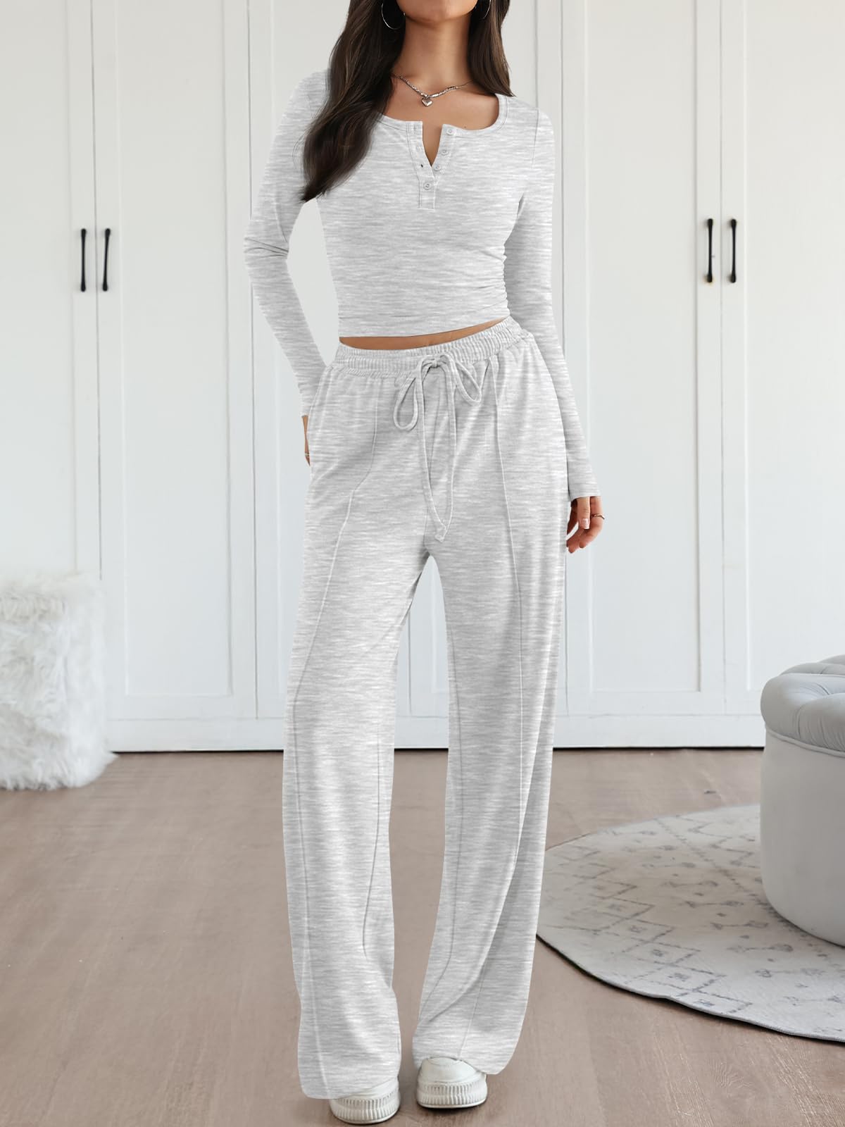 Trendy Queen 2 Piece Matching Lounge Sets for Women Fall Fashion Outfits 2026 Two Piece Travel Sweatsuits Clothes