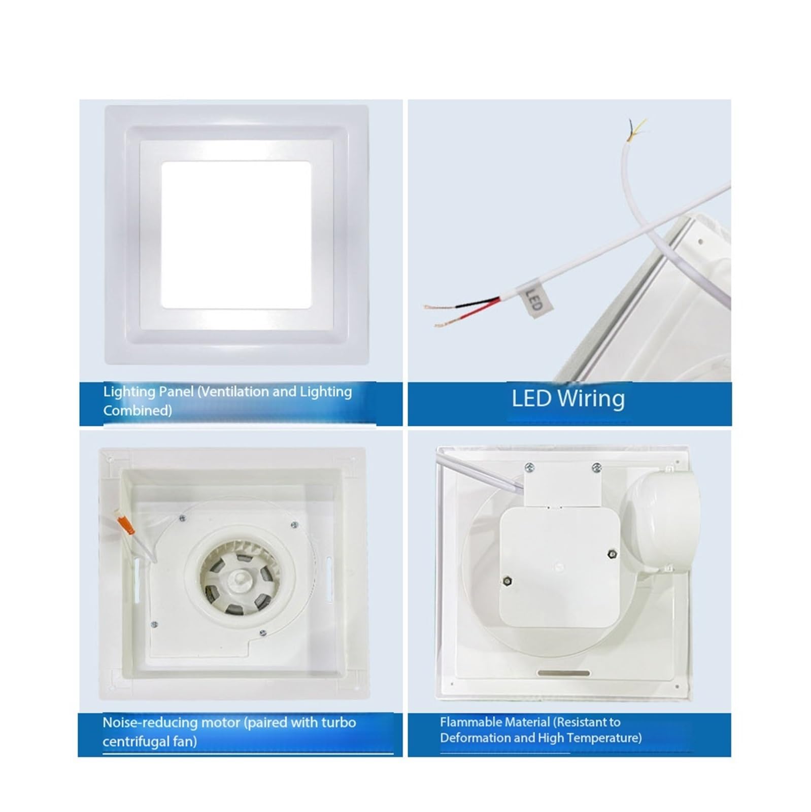 Illuminazione silenziosa for bagno con ventola di scarico a LED Garage