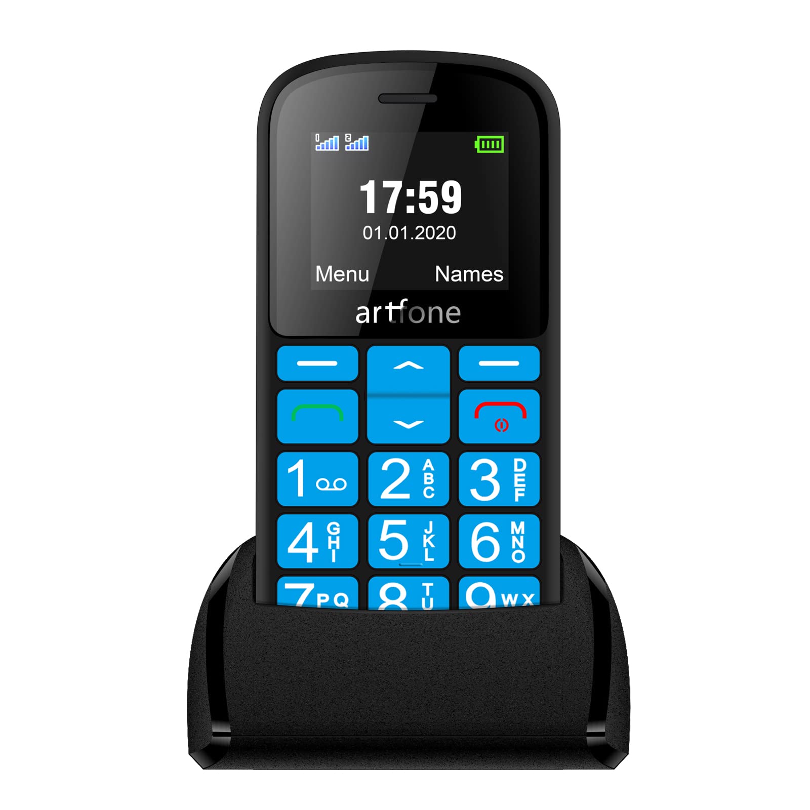 artfone CS188 Seniorenhandy ohne Vertrag mit Großtastenhandy Dual SIM Handy für ältere Menschen Big Button Handy mit Notruftaste Ladestation 1400mAh Akku 1,8 Zoll Farbdisplay