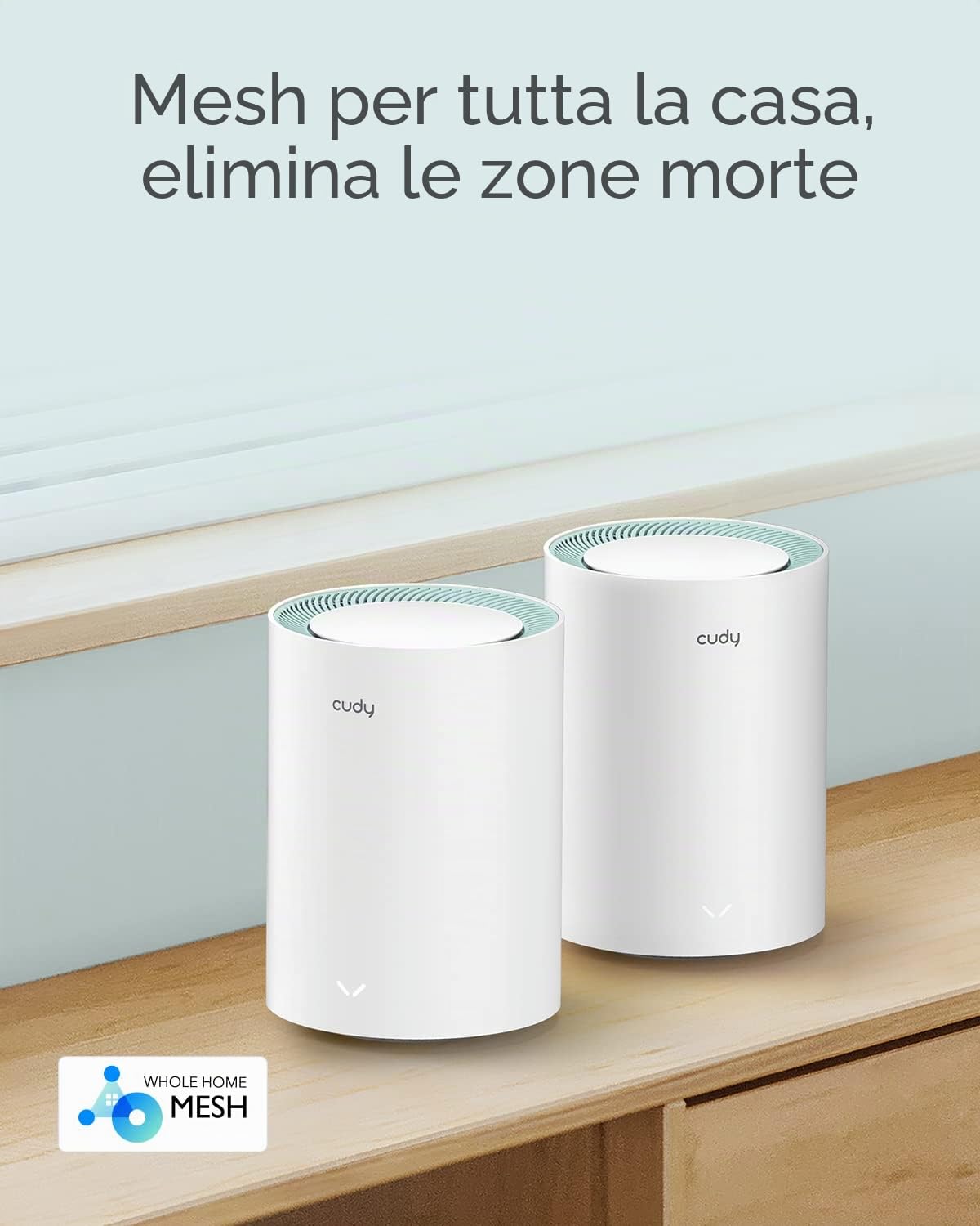 Cudy AC1200 Gigabit Sistema WiFi a Rete Completa, Dual Band, Estensore WiFi, Porte Gigabit, Antenne ad alto guadagno, VPN, Cloudflare, Connetti fino a 100 Dispositivi, M1300 2-Pacchetto