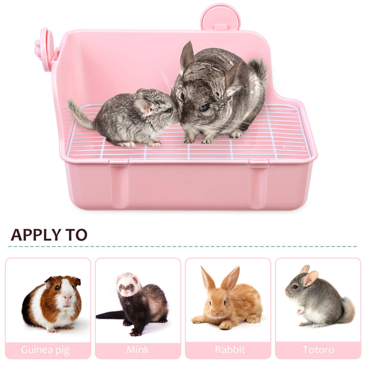 POPETPOP Kaninchen Toilette - Ecktoilette Kleintier Katzentoilette Toilette kleines Haustier Katzenklo Töpfchen mit Gitte für Kleintiere/Kaninchen/Meerschwein/Galasaur/Frettchen