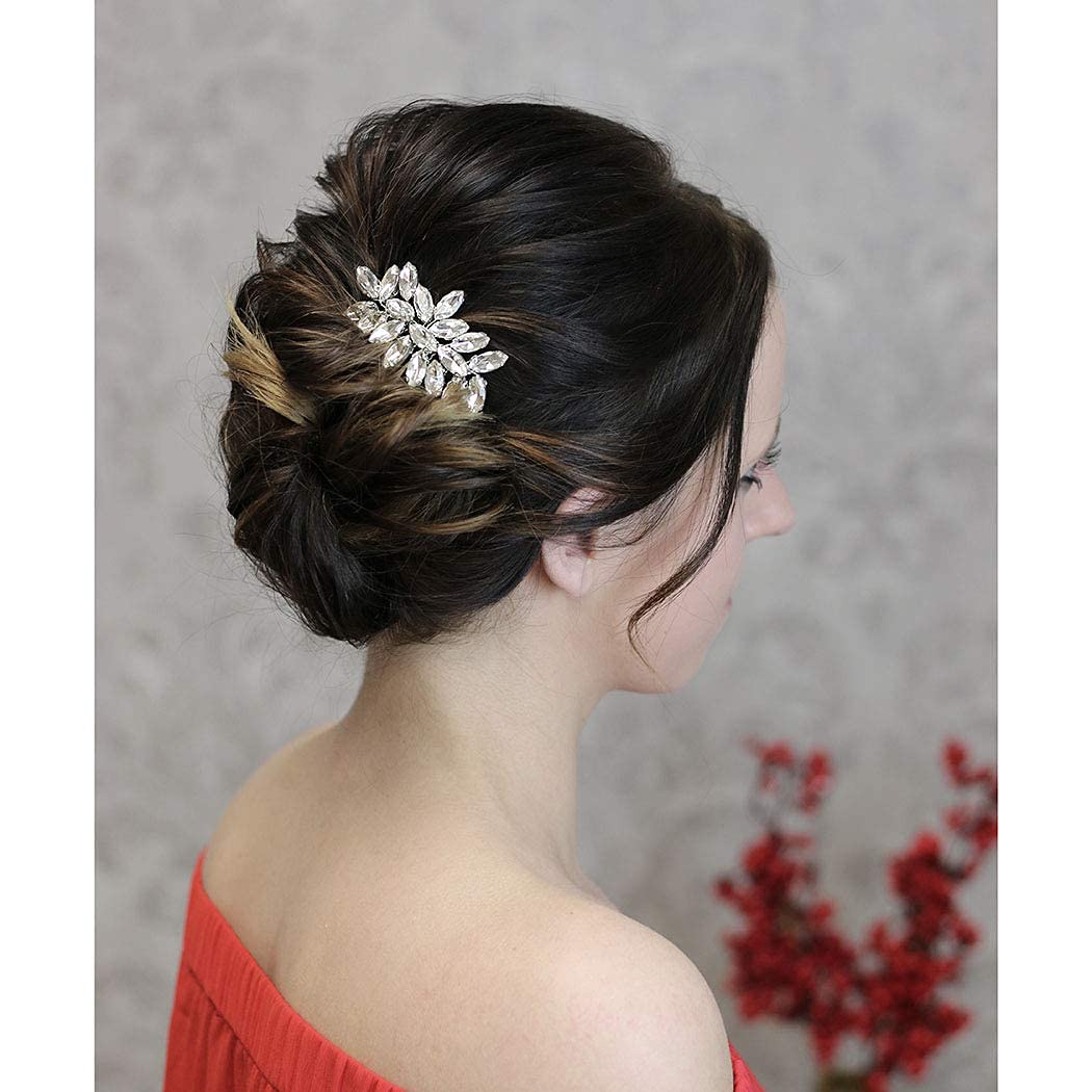 Catery Bride Wedding Hair Comb Hair Accessories with Crystal Rhinestone Bridal Side Combs for Women (A SILVER) : Beauty & Personal Care