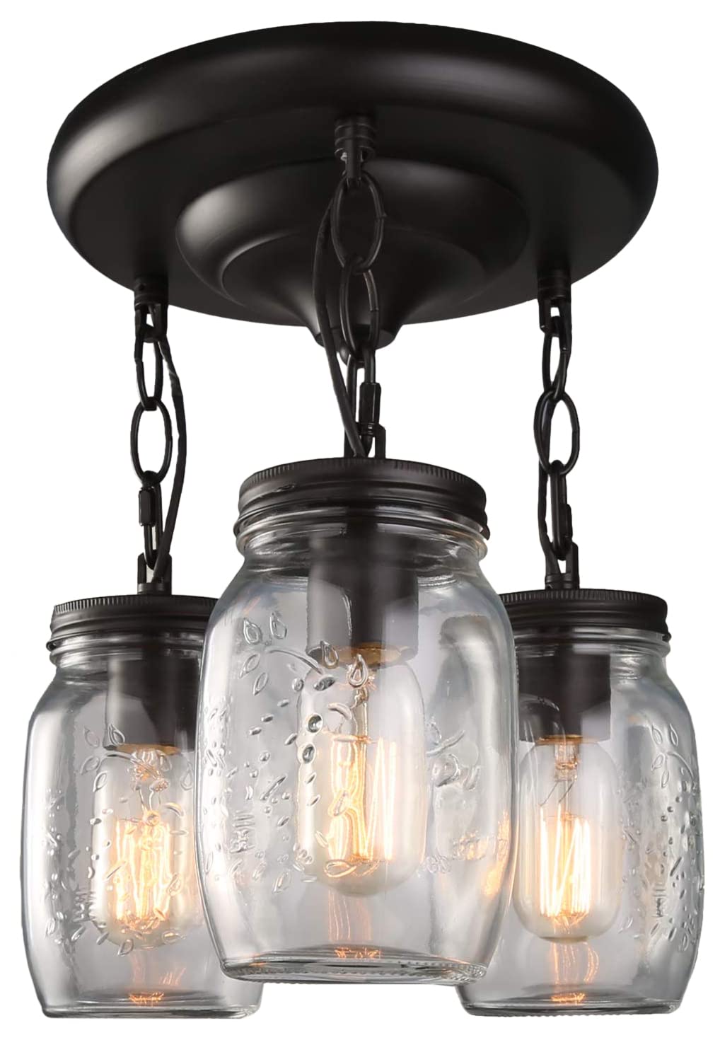 LNC Glass Lighting, 3-light Jar Ceiling Lights Brown