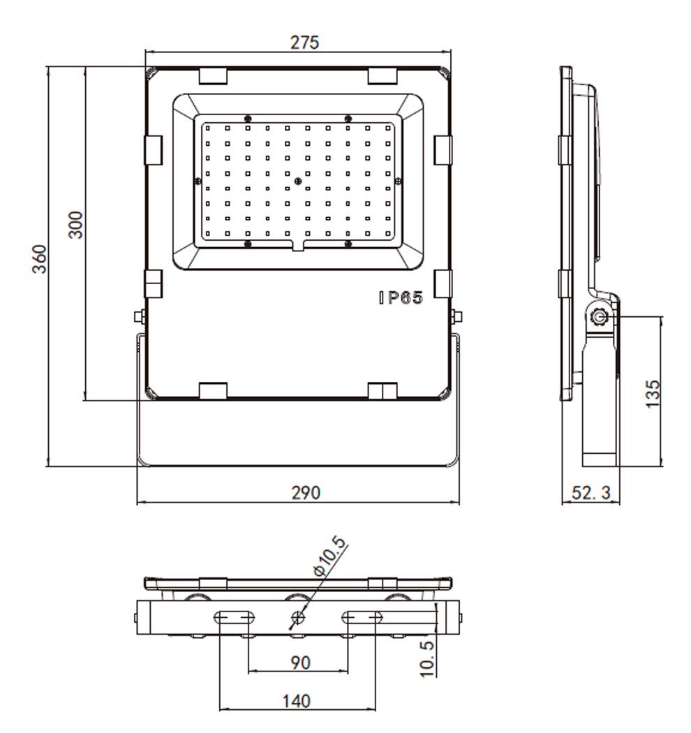 Proiettore LED 100 W, Nero