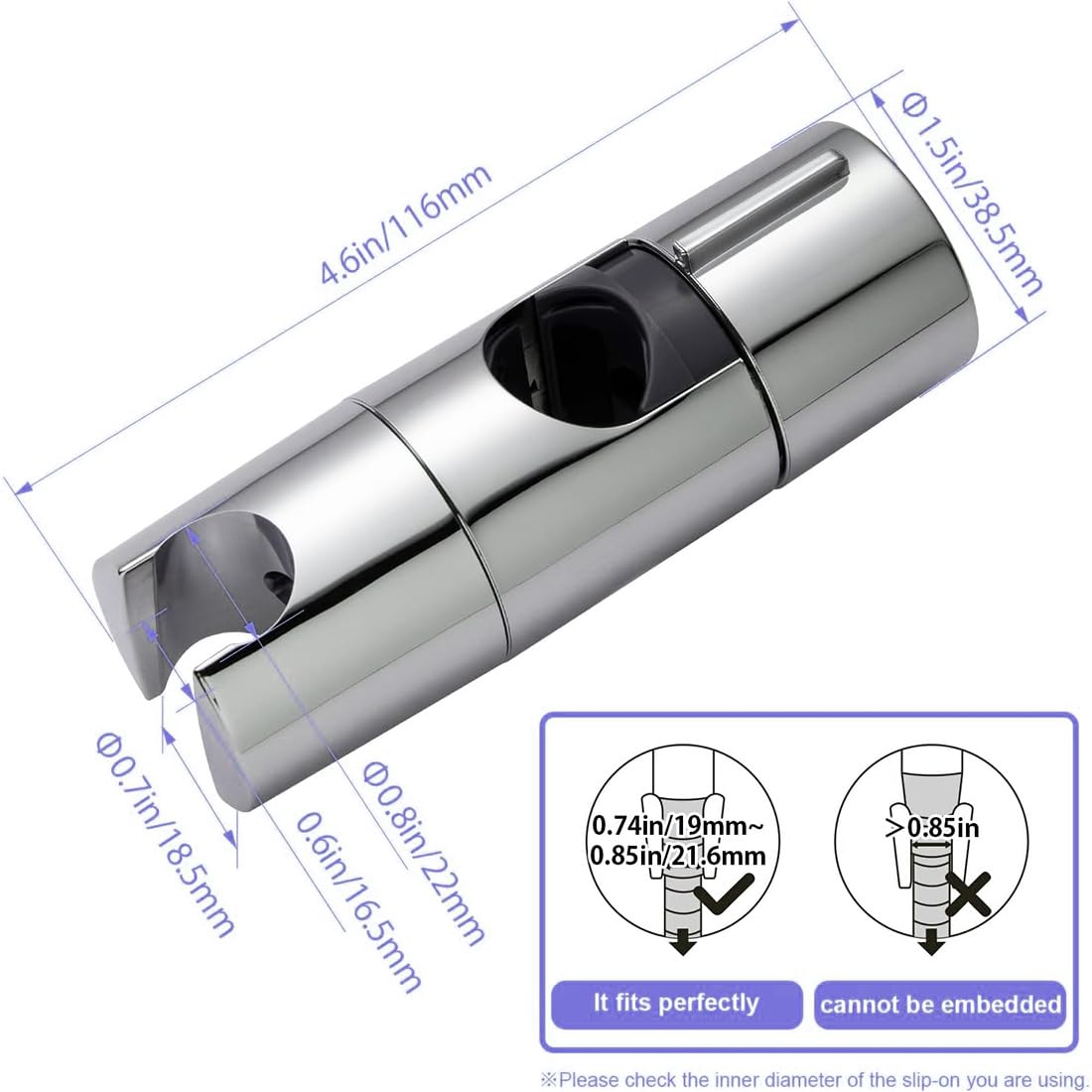 Supporto per asta scorrevole regolabile 19-25 mm, ABS staffa girevole a 360°, soffione e doccia