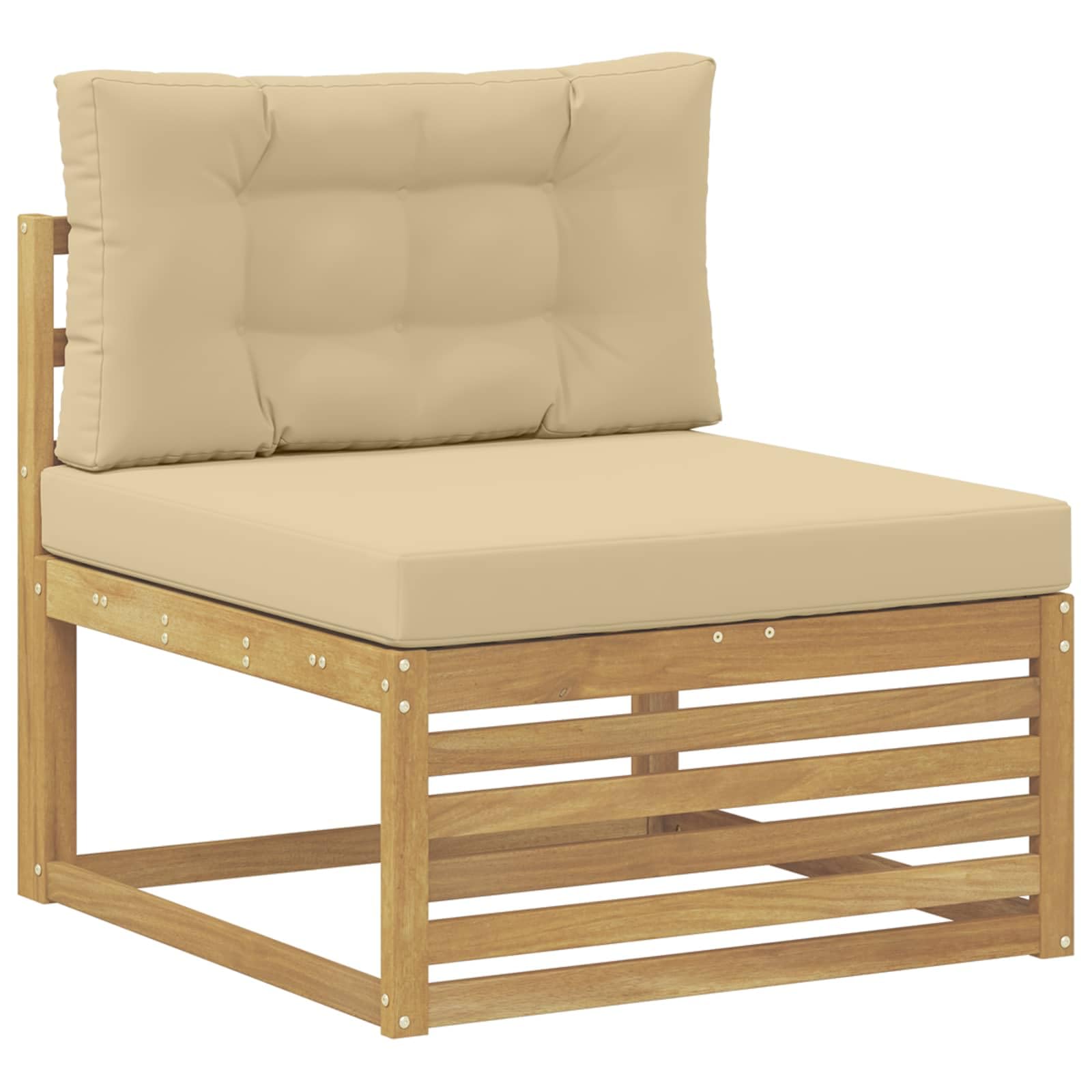 Gartenmöbelset 8-teilig aus massivem Akazienholz wetterfest Moderne Sitzgruppe für Terrasse Balkon Garten Esszimmer Wohnzimmer mit Tisch, Sofas, Stühlen, Kissen, modular, langlebig