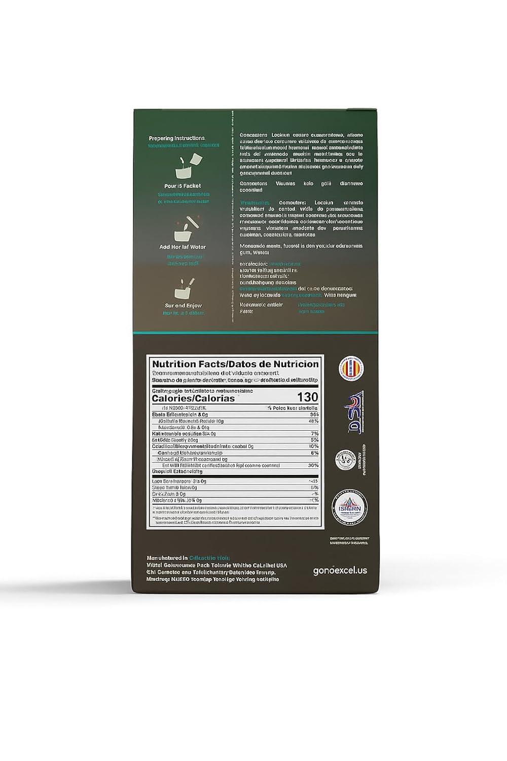 Excel Creal Spirulina Oatmeal Sachets – Instant Oat & Blend with Ganoderma – 15 × 30 g Single-Serve Cups – Fiber‑Rich, Protein‑Powered Breakfast