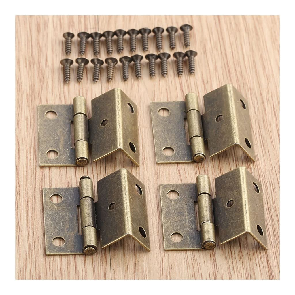 Antique Bronze & Silver Cabinet Hinges - 4Pcs Zinc Alloy Decorative Hinges