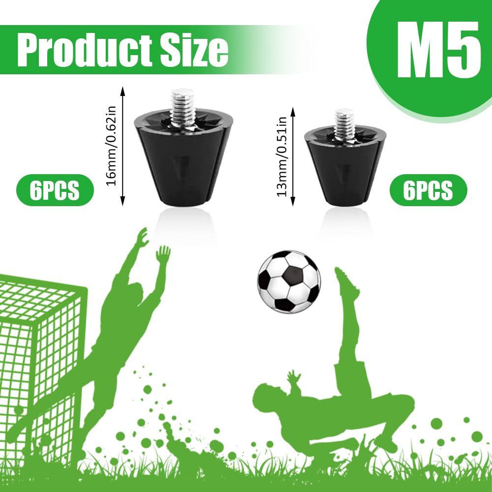 12 Pièces Crampon Plastique a Visser Foot 13/16 mm, Crampons de Rechange en Aluminium pour Chaussures de Football en Nylon Conception Effilée AntidéRapante pour Une Meilleure Traction (Noir)