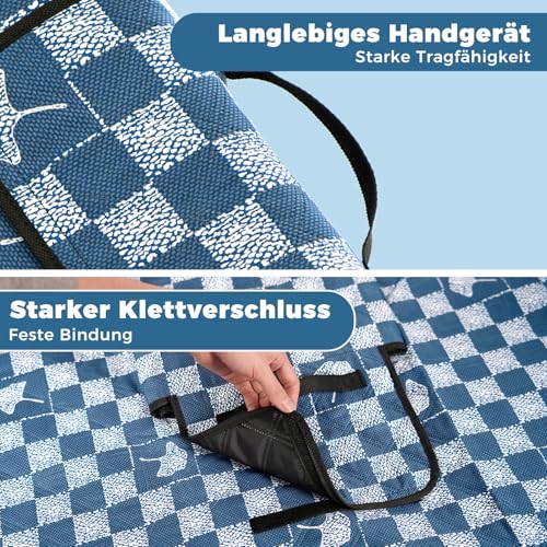 Oak & Tea Picknickdecke 200 x 200 cm, wasserdicht & isolierend, XXL Faltbare Strandmatte, Campingdecke, Outdoor-Teppich aus strapazierfähigem dreilagigem Oxford-Stoff für Camping, Picknick, Outdoor
