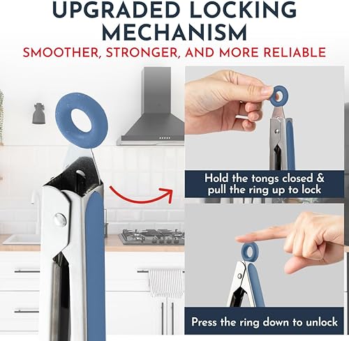 Miniatura 4 de Pinzas de cocina para cocinar con puntas de silicona, pinzas resistentes al calor para servir alimentos, 7 pulgadas, 9 pulgadas, 12 pulgadas, pinzas