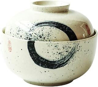 miska ryżu Ceramiczna Miska Z Makaronem Instant Z Pokrywką, Antypoślizgową Dolną Konstrukcją, Miski Zupy Ceramicznej, Kuchenki Domowej Kuchenki Mikrofalowej Dormitorium Jeden Podwójny Ce(Color:style1)