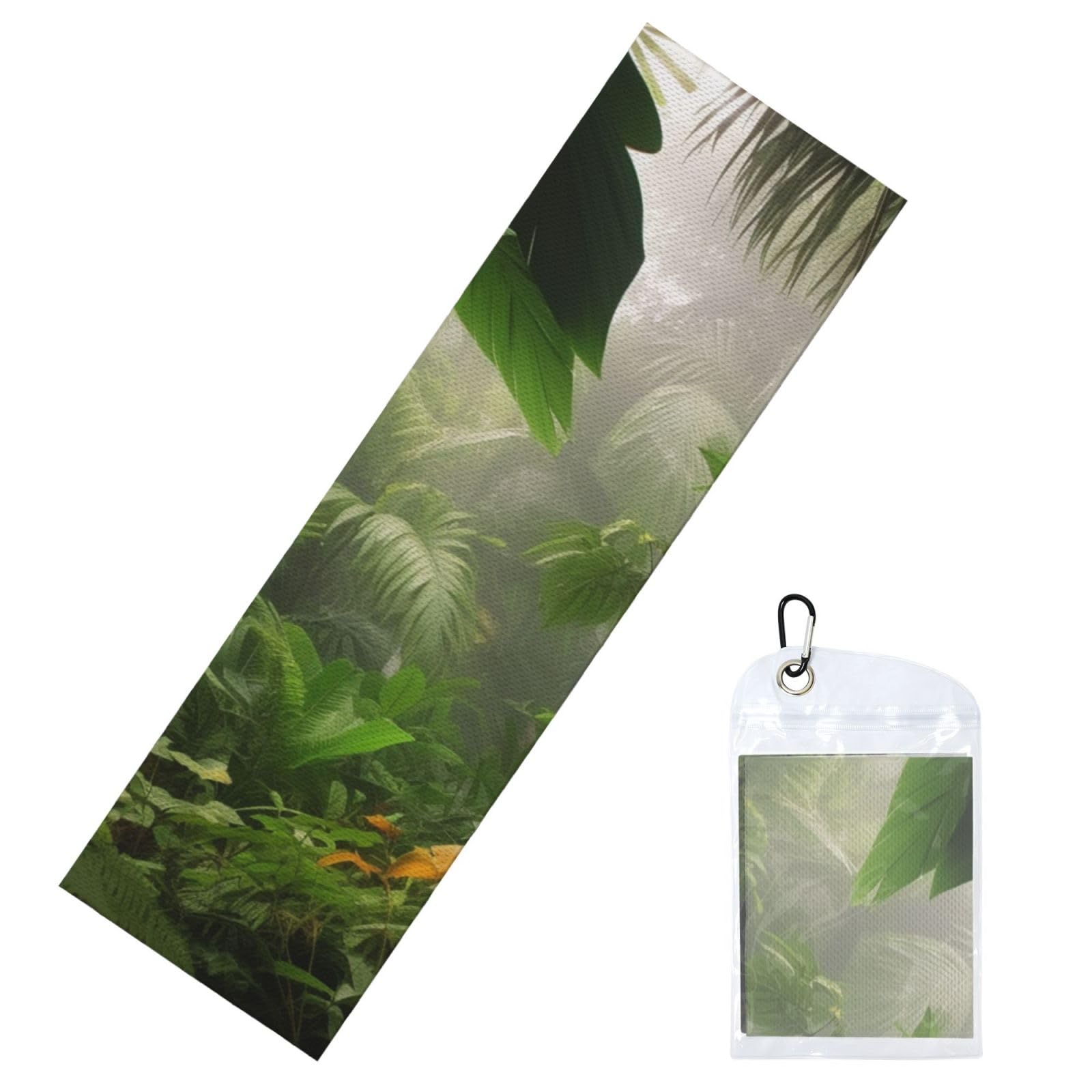 DWVTSLH Cooling Towel for Neck and Face, Tropical Rainforest Jungle Scene Ice Towel for Hot Weather, Soft Microfiber Chilly Towels with Waterproof Bag & Carabiner, Breathable Workout Towels 40"x12"