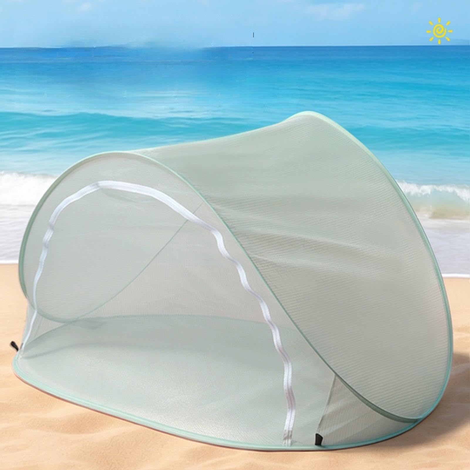 Tente de plage pare-soleil – Pare-soleil pliable portable pour la protection extérieure, idéal pour le camping, le pique-nique et les activités aquatiques au bord de la mer, dans l'étang ou dans le