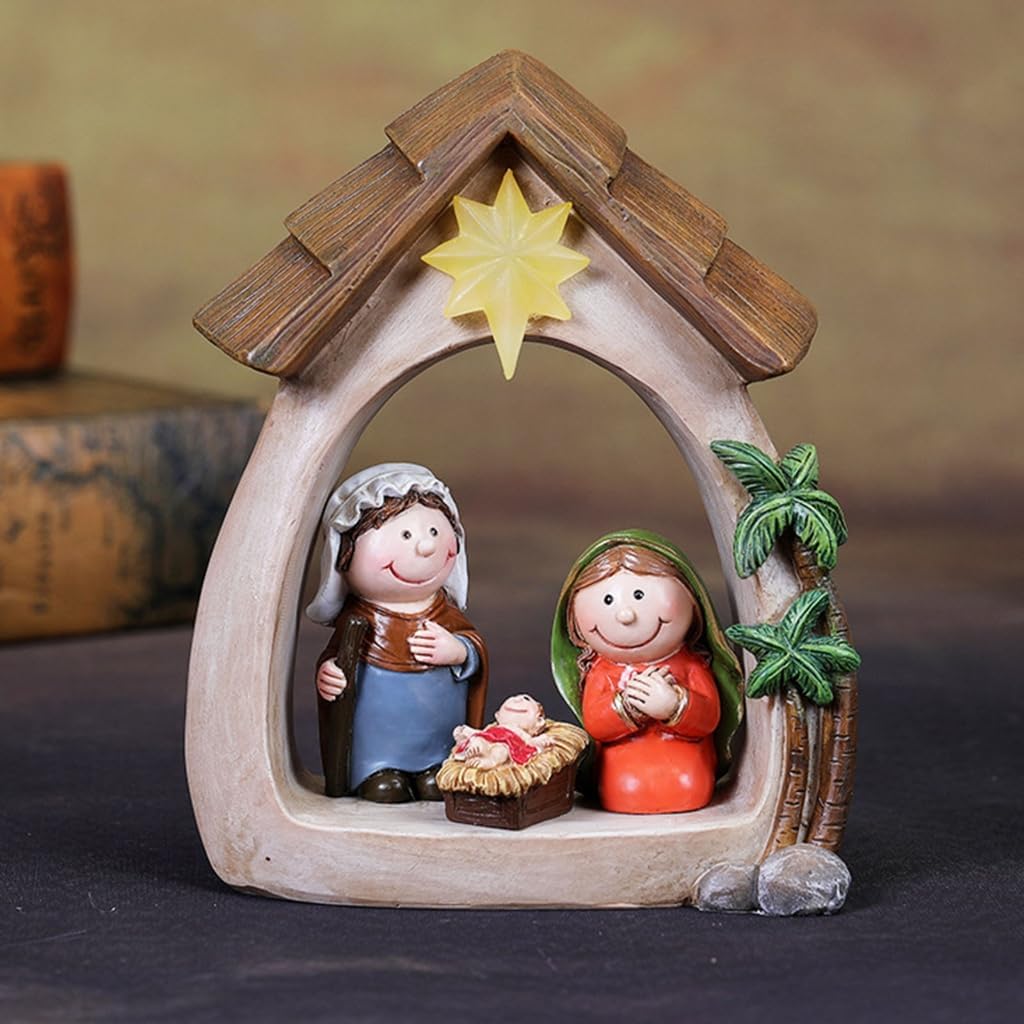 Nativity Scene Figures Resin Statue Holy Family Artwork Religious For Shelf Fireplaces Christmas Decoration