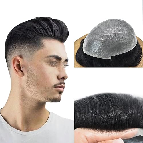RESHE Toupee para hombres real Remy sistema de reemplazo de cabello humano para hombres, piezas de cabello para hombre, sistema de pelo tupé, piel