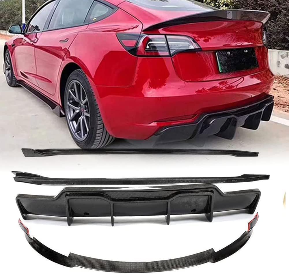 Carbon Fiber Car Modification Parts for Tesla Model 3 Sedan 2016-2022 with Front Lip,Side Skirts,Rear Bumper,Car Body Kit Factory Outlet