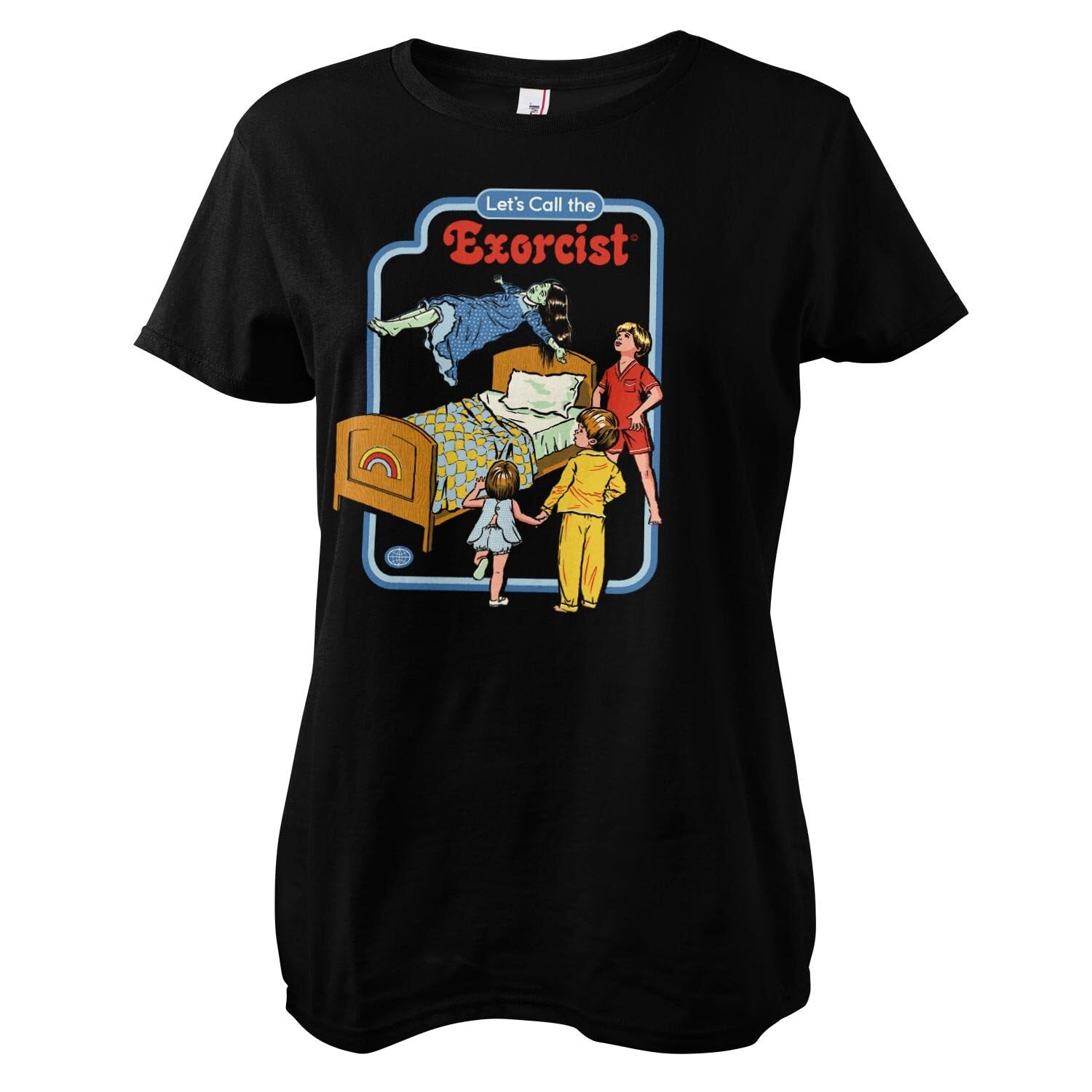 Steven Rhodes Officially Licensed Let's Call The Exorcist Women T-Shirt (Black), Medium