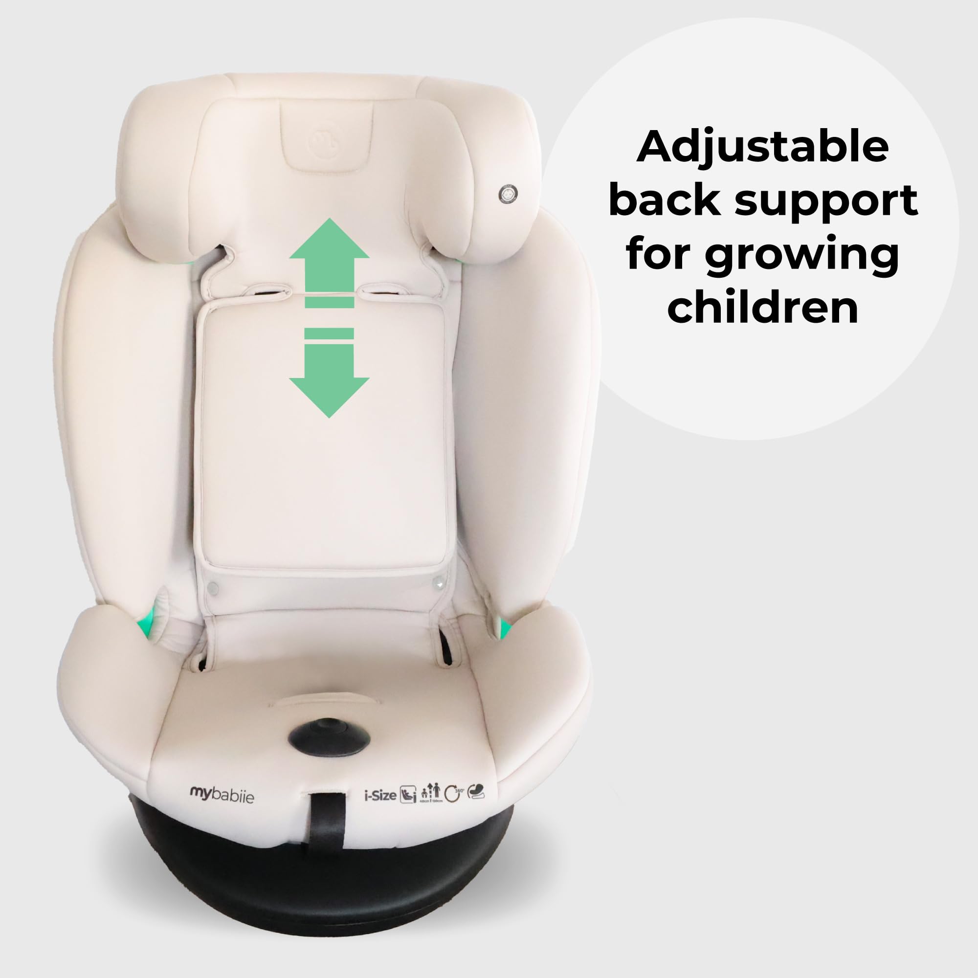 My Babiie MBCS400 360° Spin R129 - Asiento de coche para bebé - Pierna de apoyo, ISOFIX, nacimiento a 12 años (40-150 cm), i-Size, ERF, grupo 0+/1/2/3, giratorio 360 - Leopardo rosa
