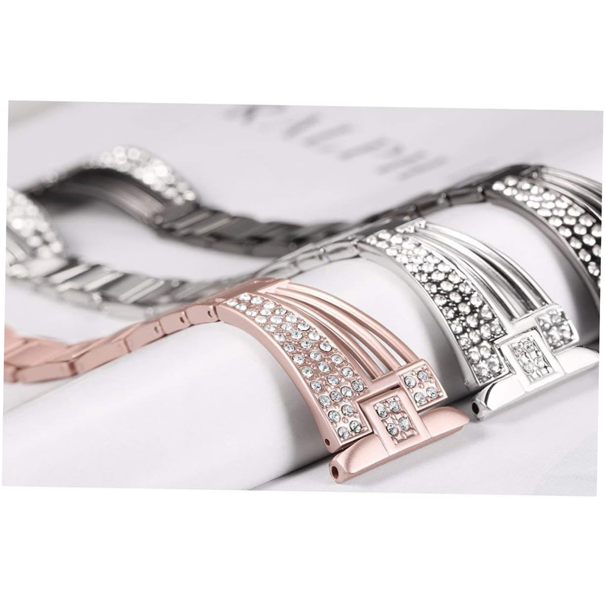 Housoutil Lot De 3 Bracelets De Montre De Rechange En Acier Inoxydable Ornés De Strass Compatibles Avec Les Bracelets Robustes Noirs