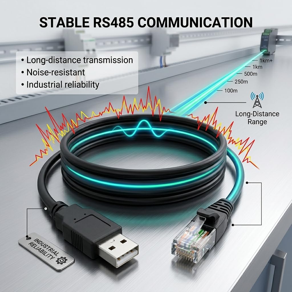 USB to RJ45 RS485 Communication Cable, 1.8m for Schneider ATV Series Drives, PC Programming & Configuration