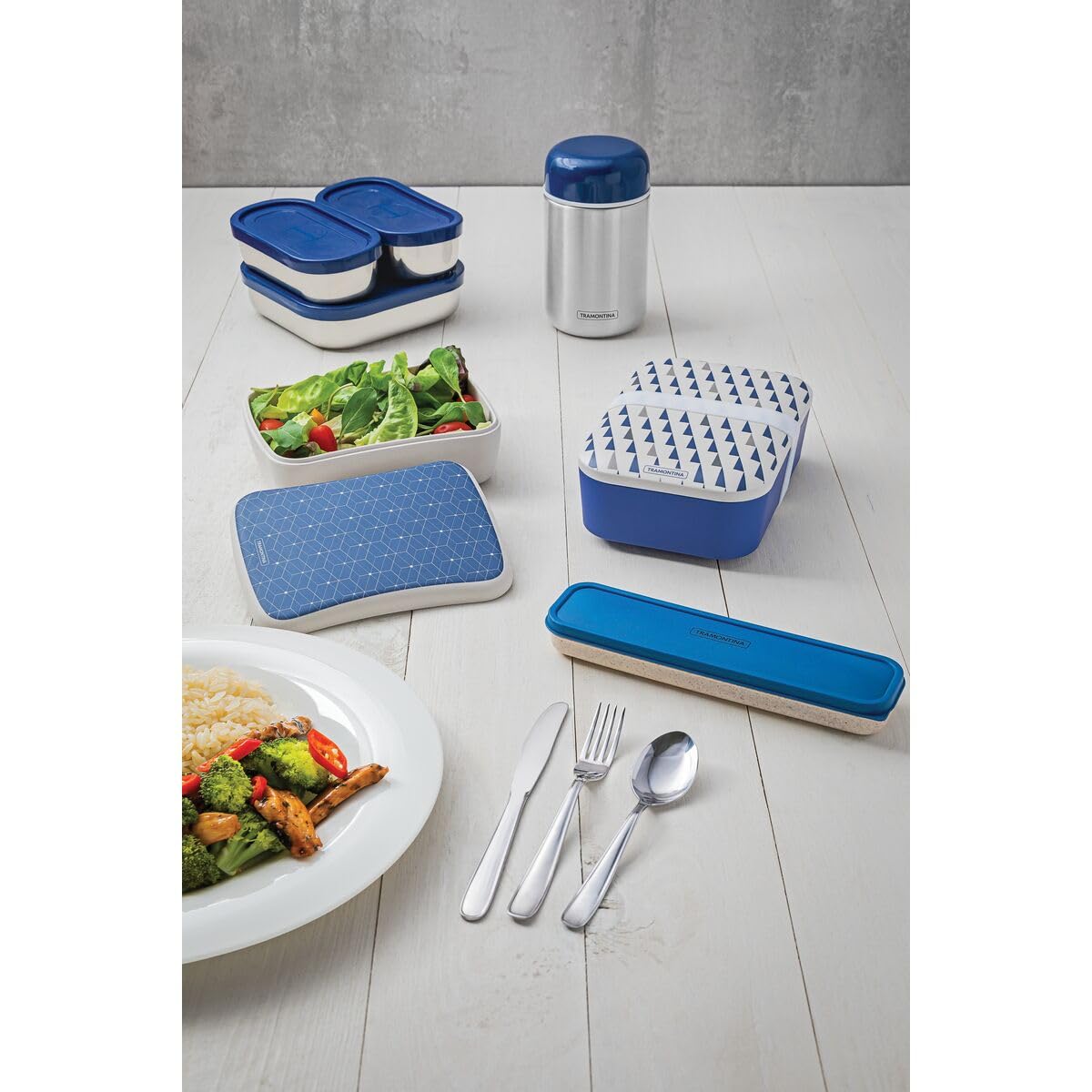 TRAMONTINA By Me Besteckset, 4-teilig, tragbar, Blau
