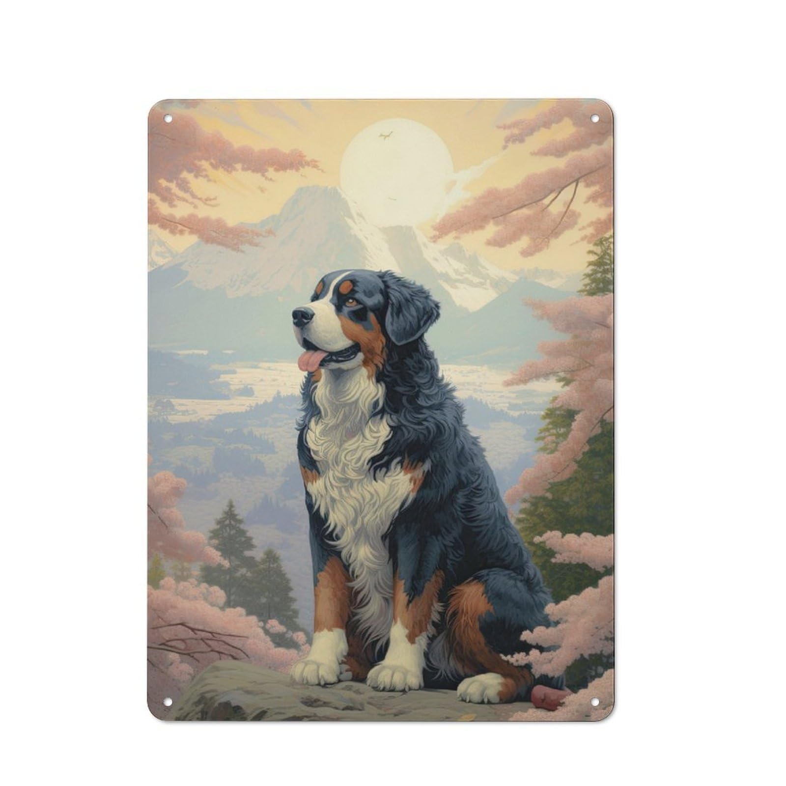 Junmoney Bernese Mountain Mt Fuji Retro Metal Wall Sign 40X30cm With For Bar Or Restaurant, Gift Idea For A New Home And Metal Sign Collection