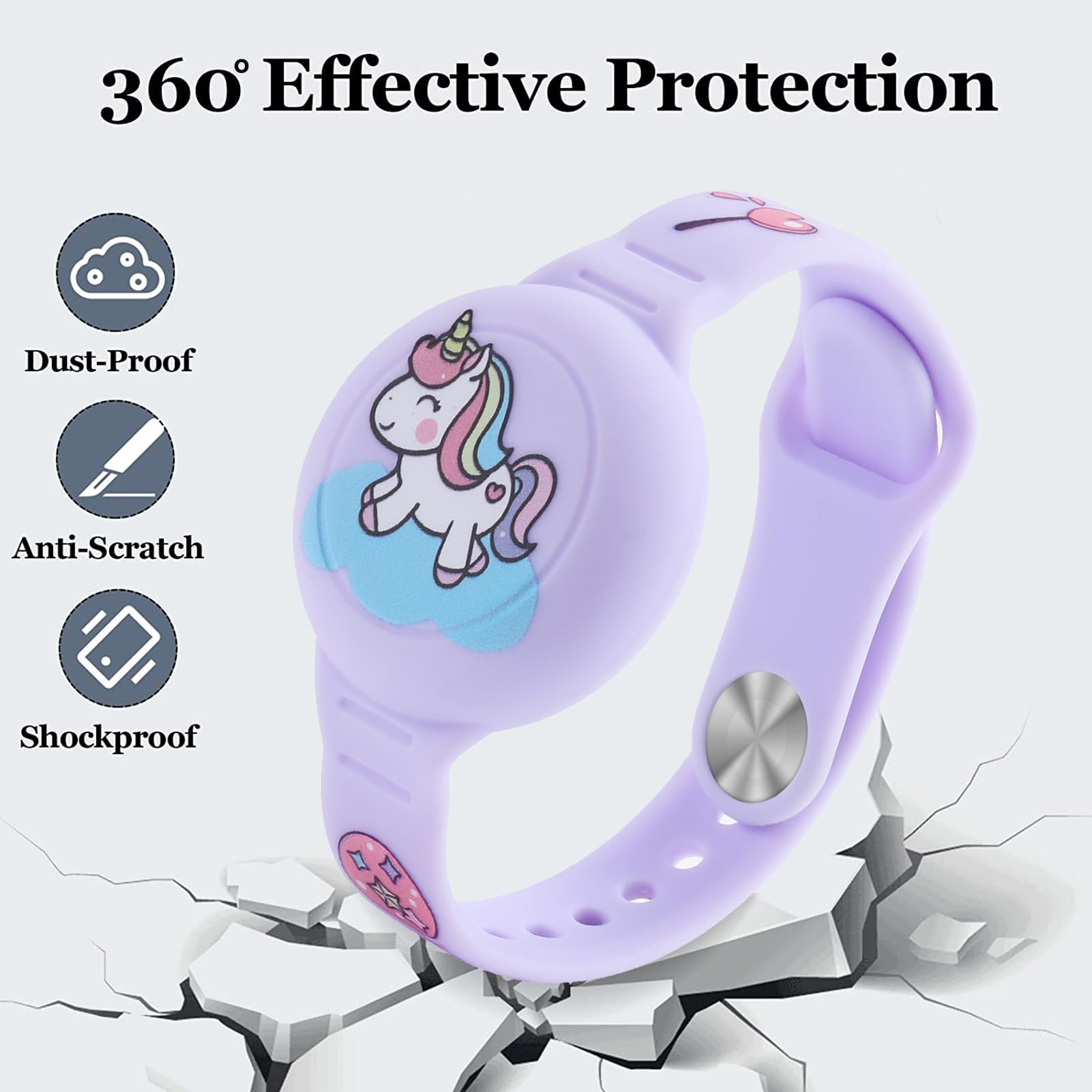 Dingfeiyu Braccialetto per Apple AirTag Impermeabile, Anti-smarrimento e Anti-graffio Custodia Cover AirTag per Bambini, Adolescenti, Anziani (blu squalo + verde dinosauro) - 3