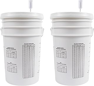 FastRack 2-Pack 6.5 Gallon Fermentation Bucket with Lid & Airlocks | White | BPA-Free Food-Grade HDPE Brew Buckets with Grommeted Lids for Beer, Wine, Mead & Cider