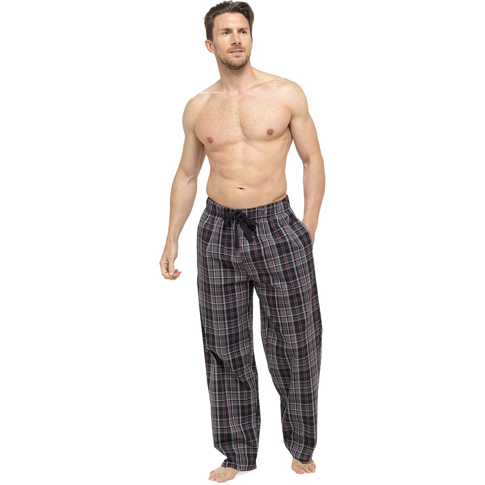 Tom FranksMens Check Cool Poly Cotton Summer Pyjama Bottoms Lounge Wear Pants