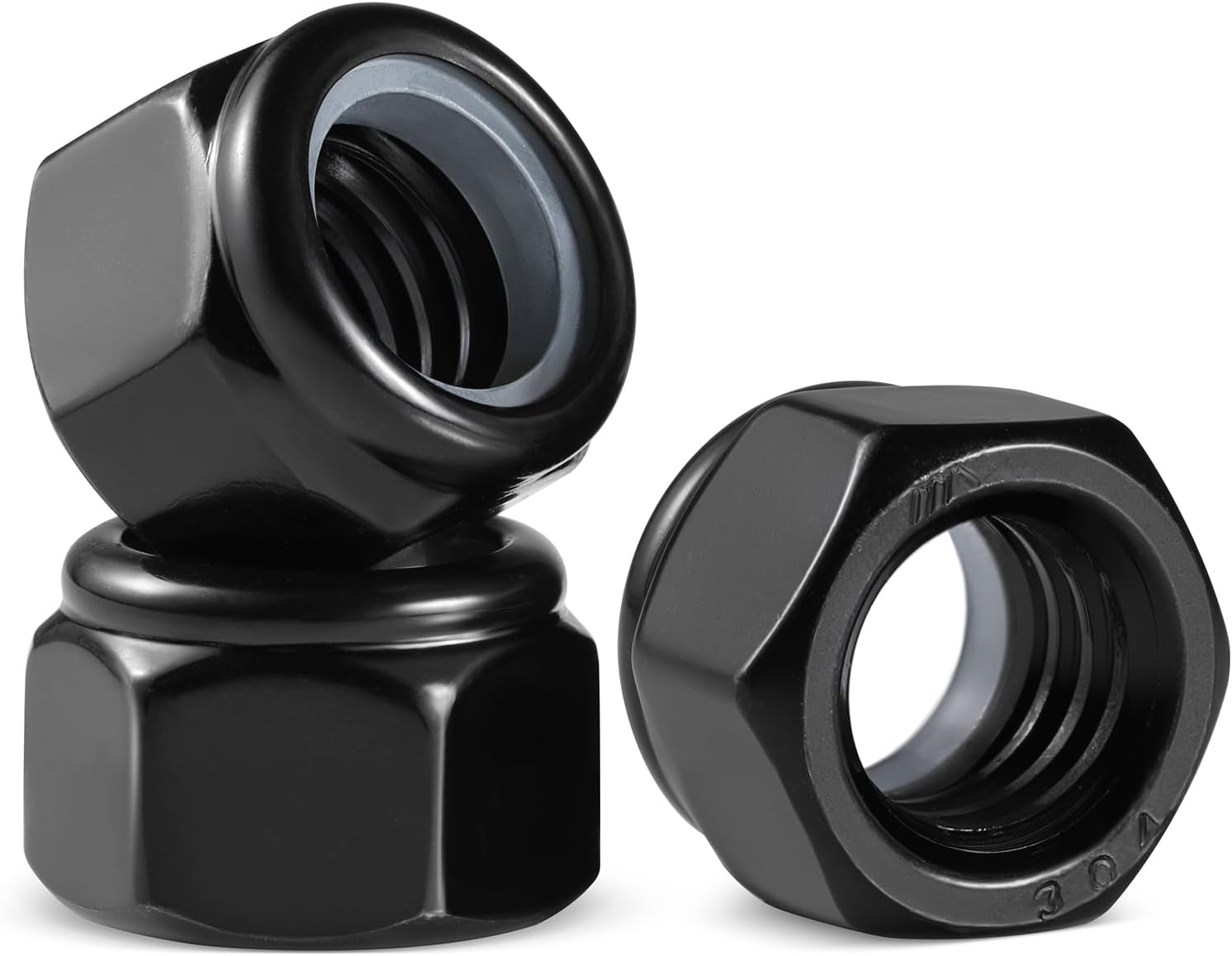 100Pcs #6-32 Lock Nuts, Nylon Insert Locknuts 304 Stainless Steel 18-8 SS Black Zinc Plated Self-Locking Nuts, Coarse Thread Hex Nylock Nut
