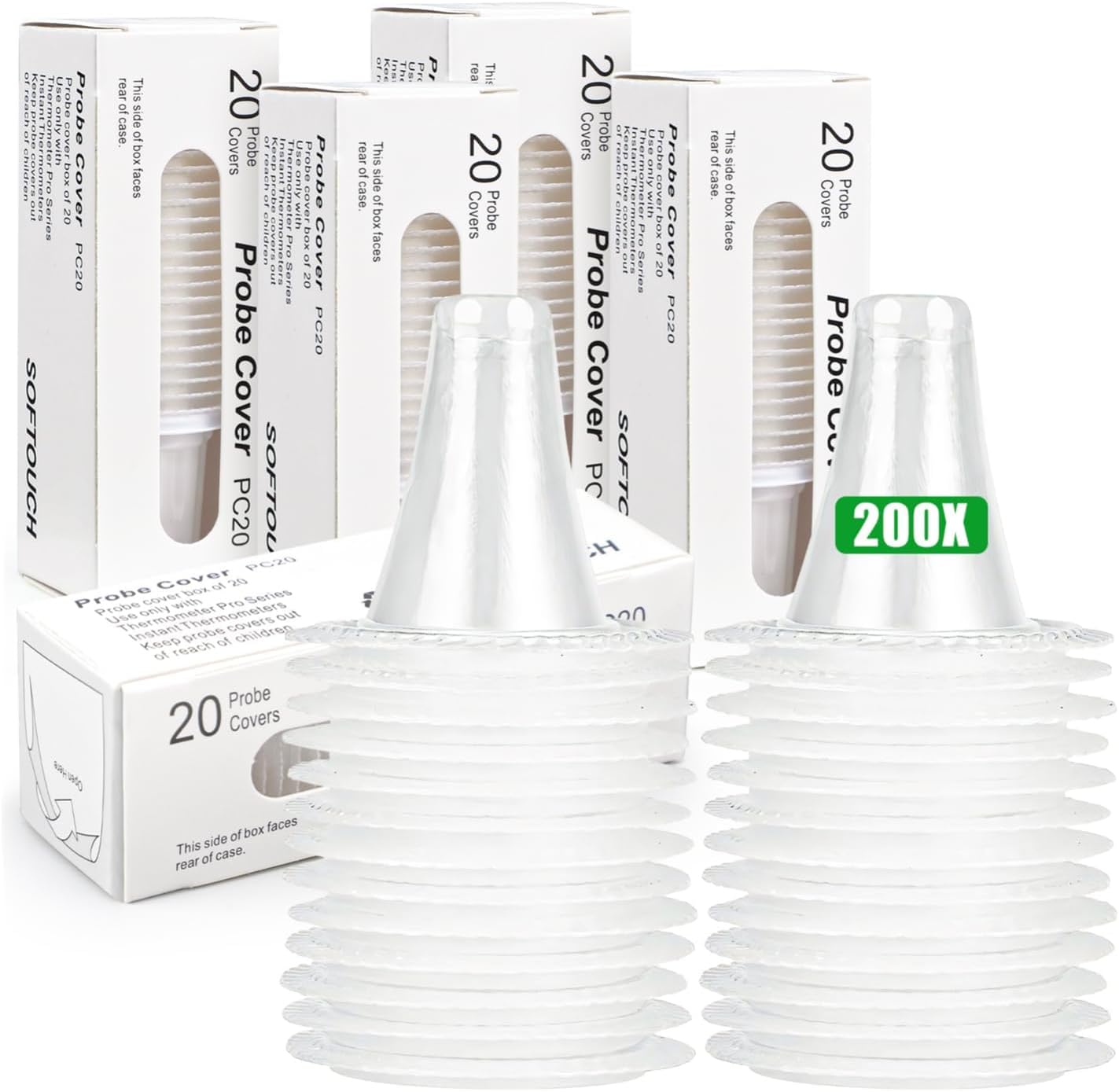 200 Pcs Ear Thermometer Probe Covers, Refill Caps Replacement Lens Filter Protector for All Braun Thermometer Models